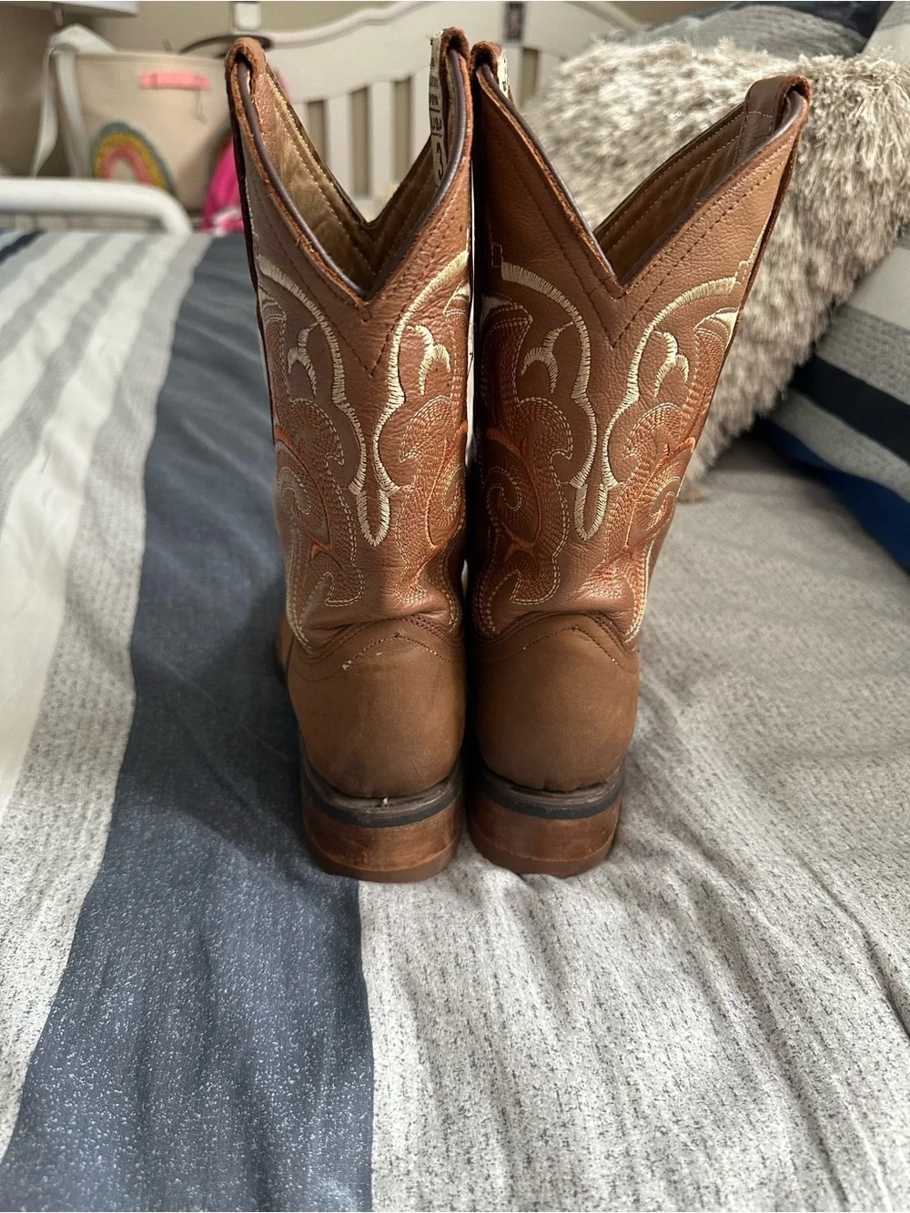 Brown Embroidered Western Cowboy Boots Big Girls Size 3